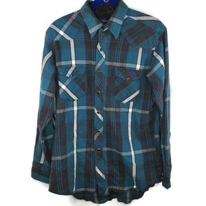 Wrangler Pearl Snap Heavyweight X-long Tails Shirt Size Large